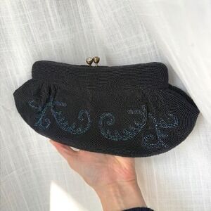 Vintage 50s/60s Beaded Clutch Iridescent Handmade Dormar MCM Mermaid Glam Luxury